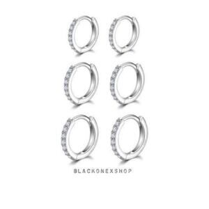 925 Sterling Silver Small Hoop Earrings 3 Pairs